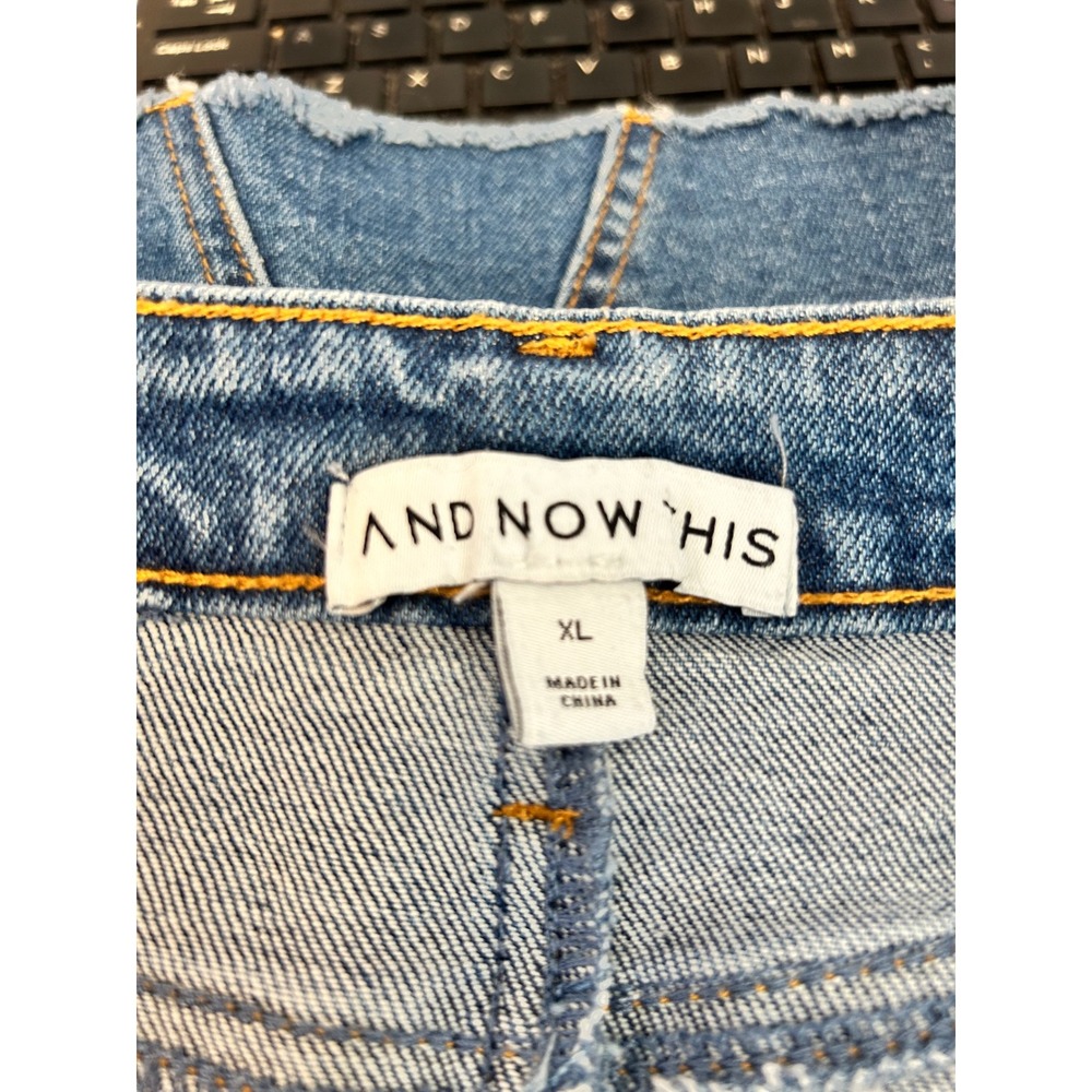 And Now This Denim Mini Skirt XL Blue‎ Raw Hem - Picture 4 of 5